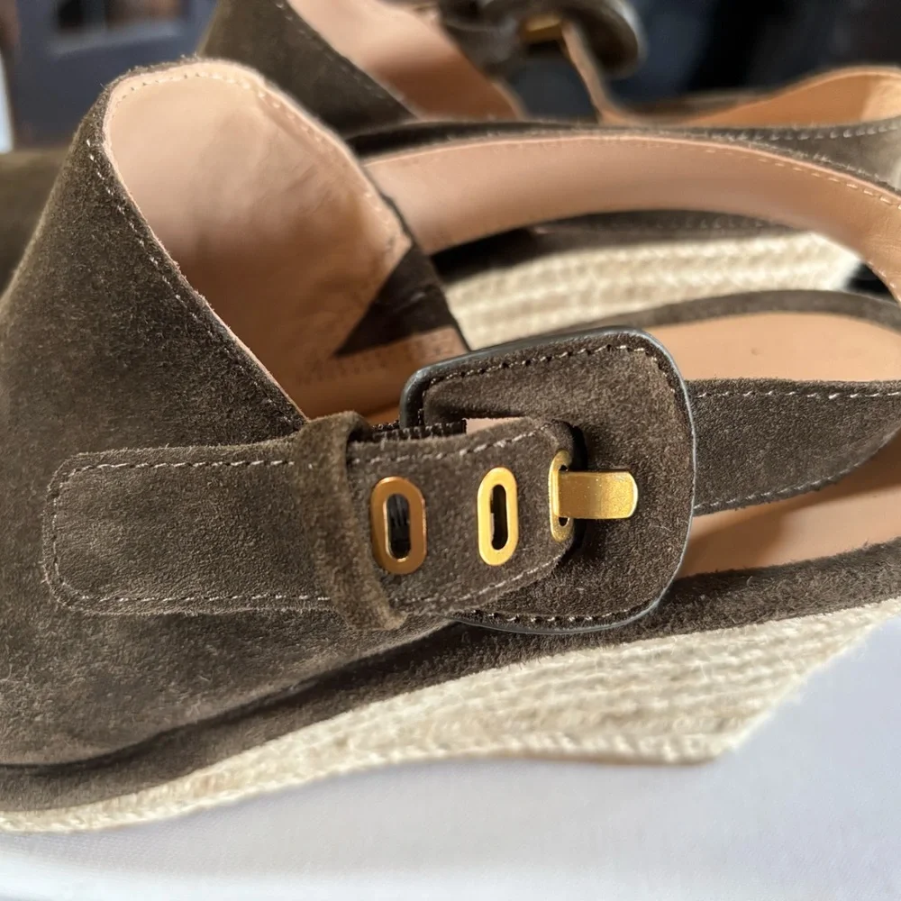 Veronica Beard Suede Espadrille Wedge in Military Green. Size 9M. Worn twice. - Picture 4 of 8